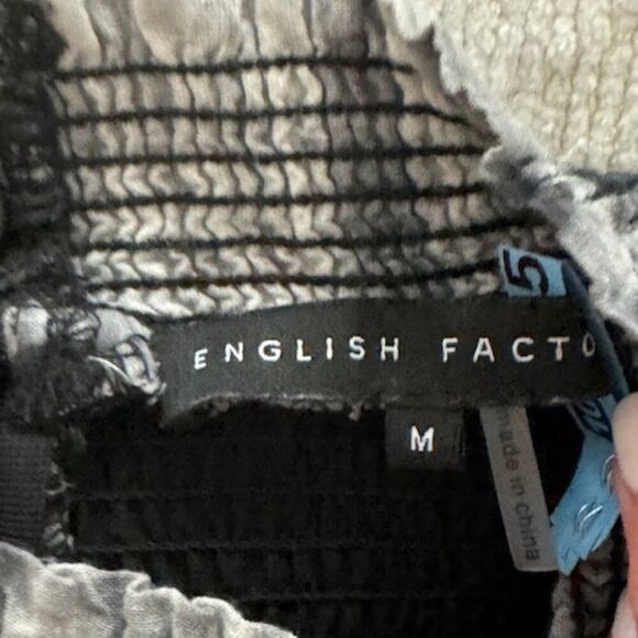 ENGLISH FACTORY Black White Tie Dye Smocked Ruffle Preppy Smocked Dress, size M - Picture 4 of 5